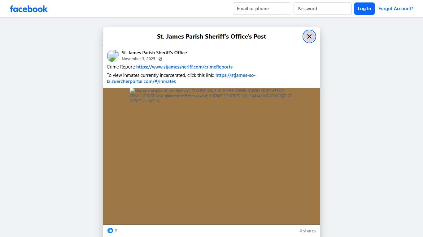 Crime Report:... - St. James Parish Sheriff's Office | Facebook