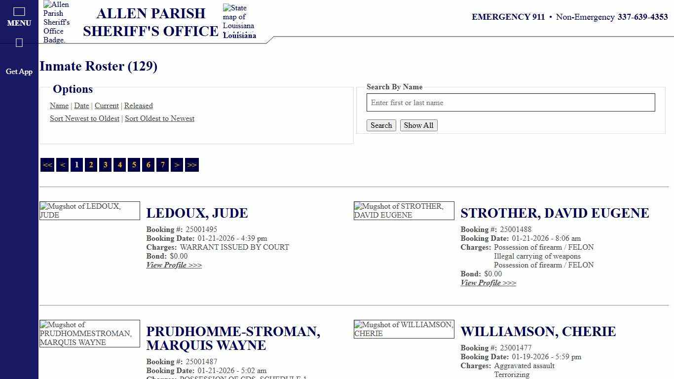 Inmate Roster - Current Inmates Booking Date Descending - Allen Parish Sheriff's Office